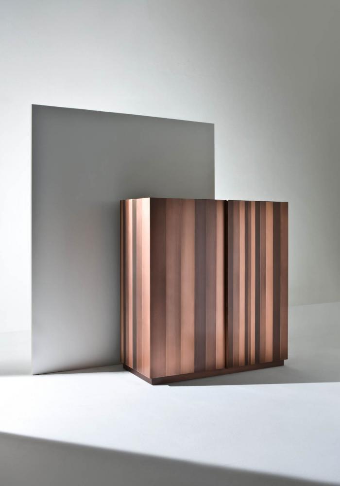 ST 01 Luxury high sideboard clad  in brass, copper, iron or stainless steel