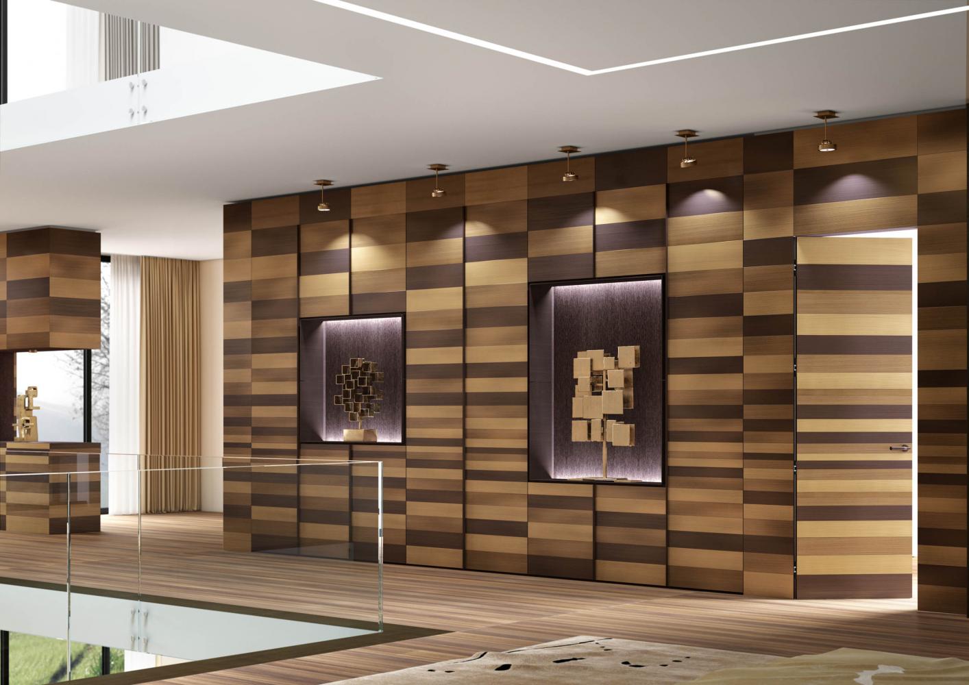 Laurameroni Stars Cabinet System made to measure artisanal, luxury day wardrobes in brass and copper metal stripes decoration