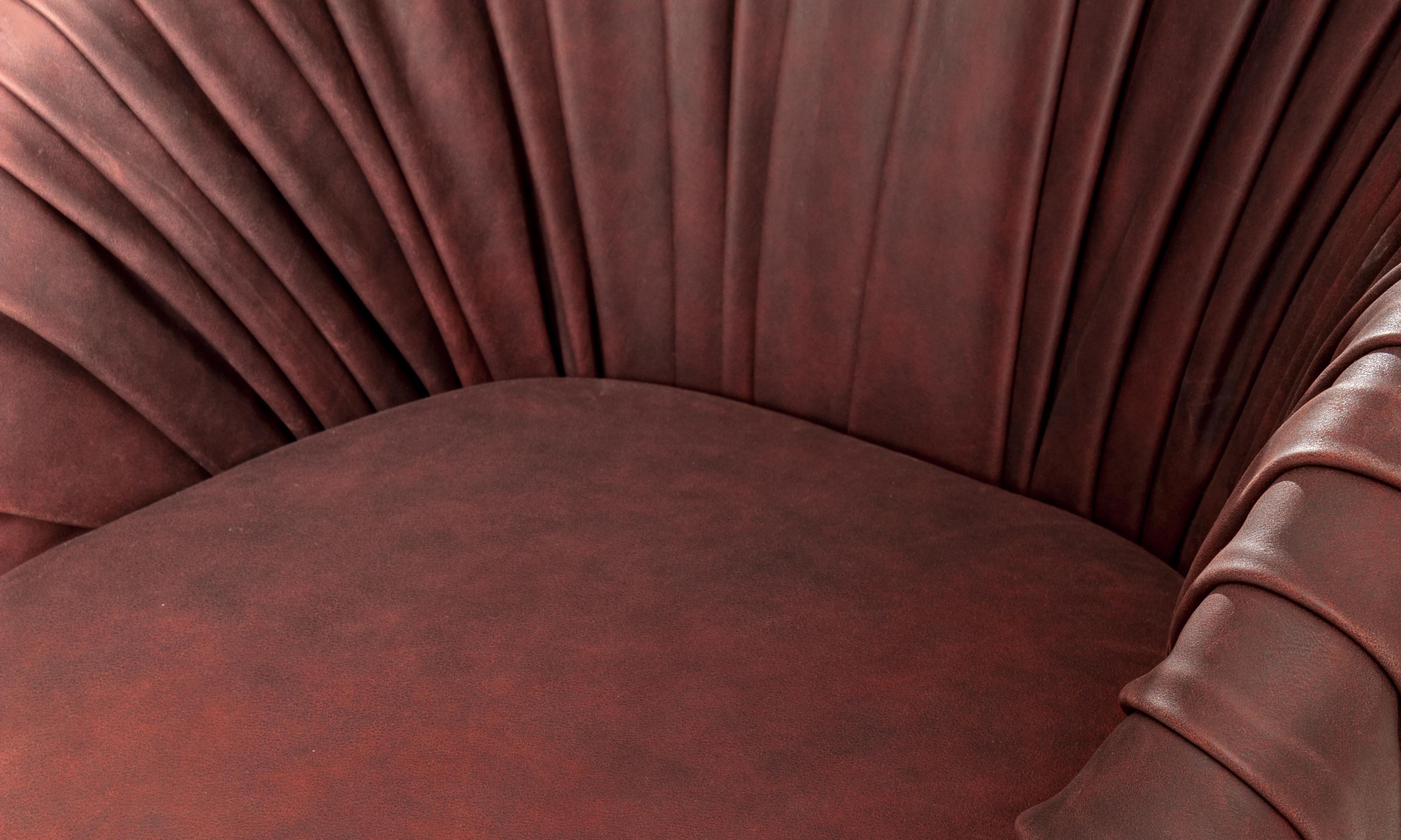 laurameroni luxury draped chair in leather or velvet