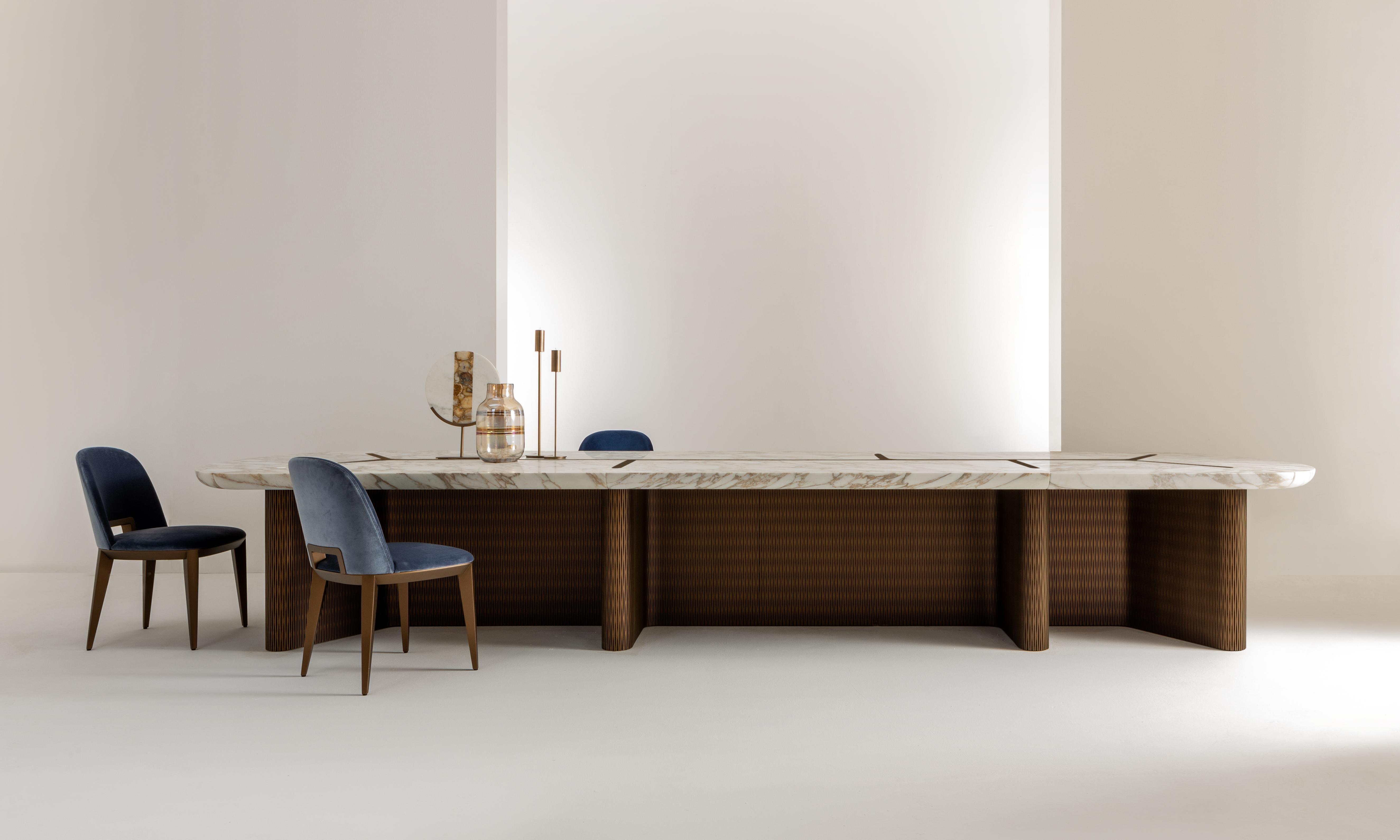laurameroni infinity modular table in luxury marble and wood