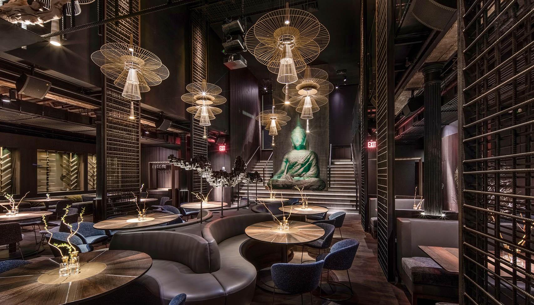 laurameroni made to measure wall panelling in metal and wood for the buddha bar in new york