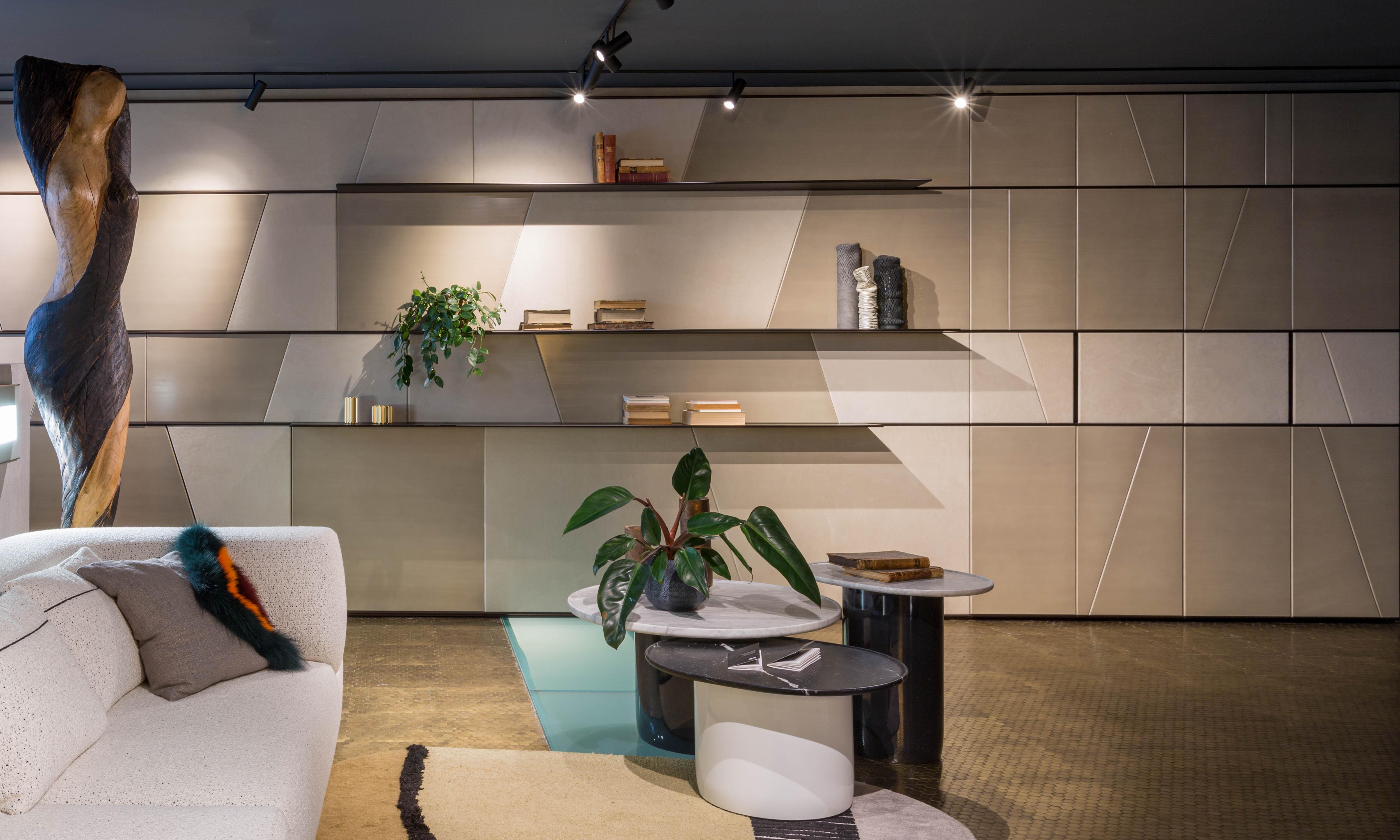 laurameroni luxury modern living room day system terre at interni showroom
