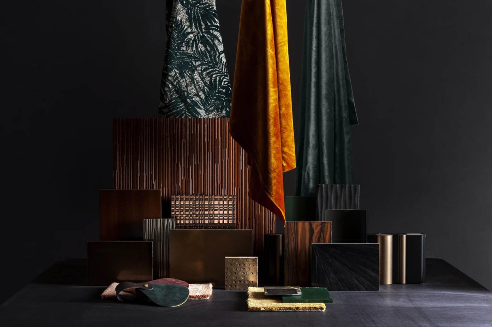laurameroni high end materials moodboard for luxury living room